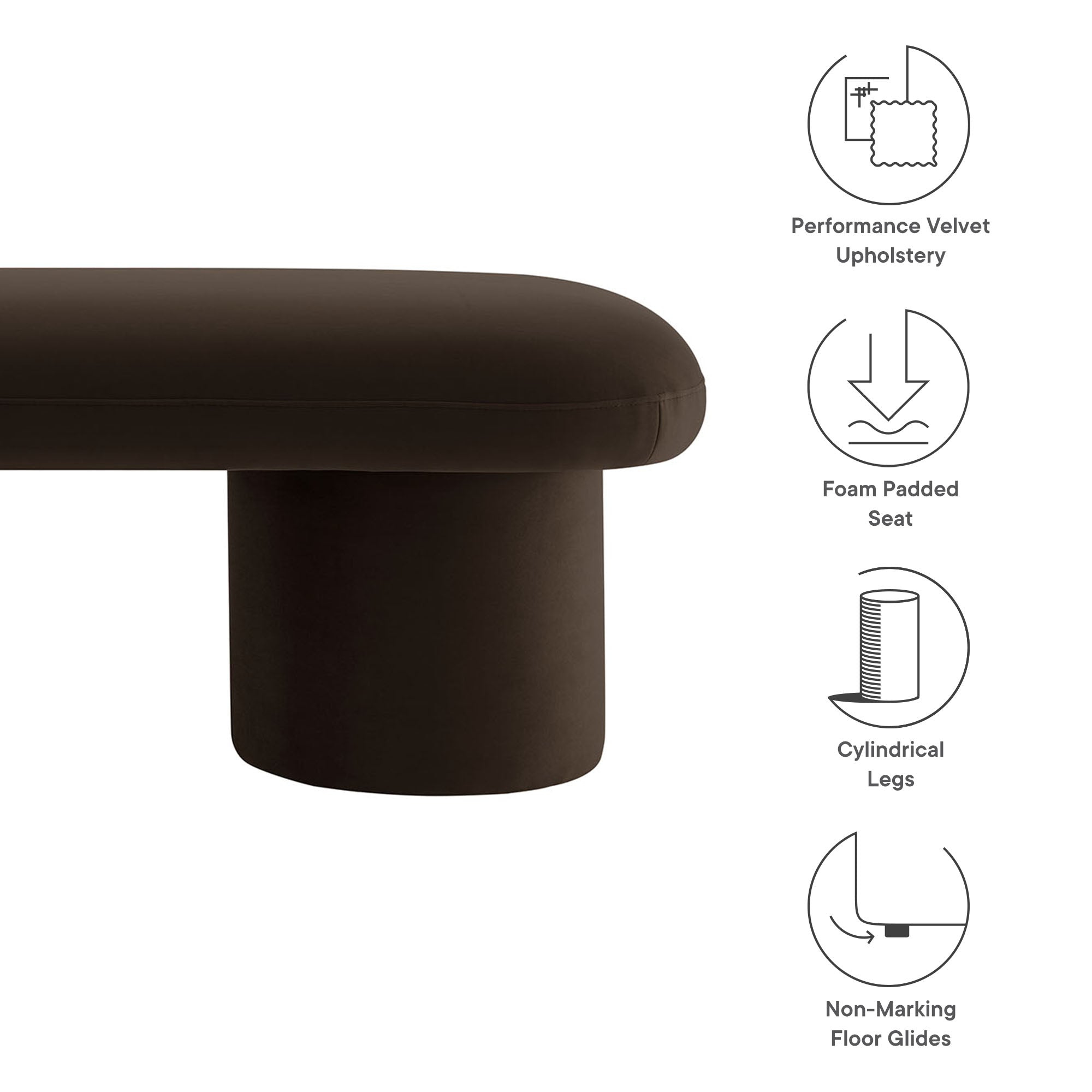 Orla Performance Velvet Bench - Chocolate Brown