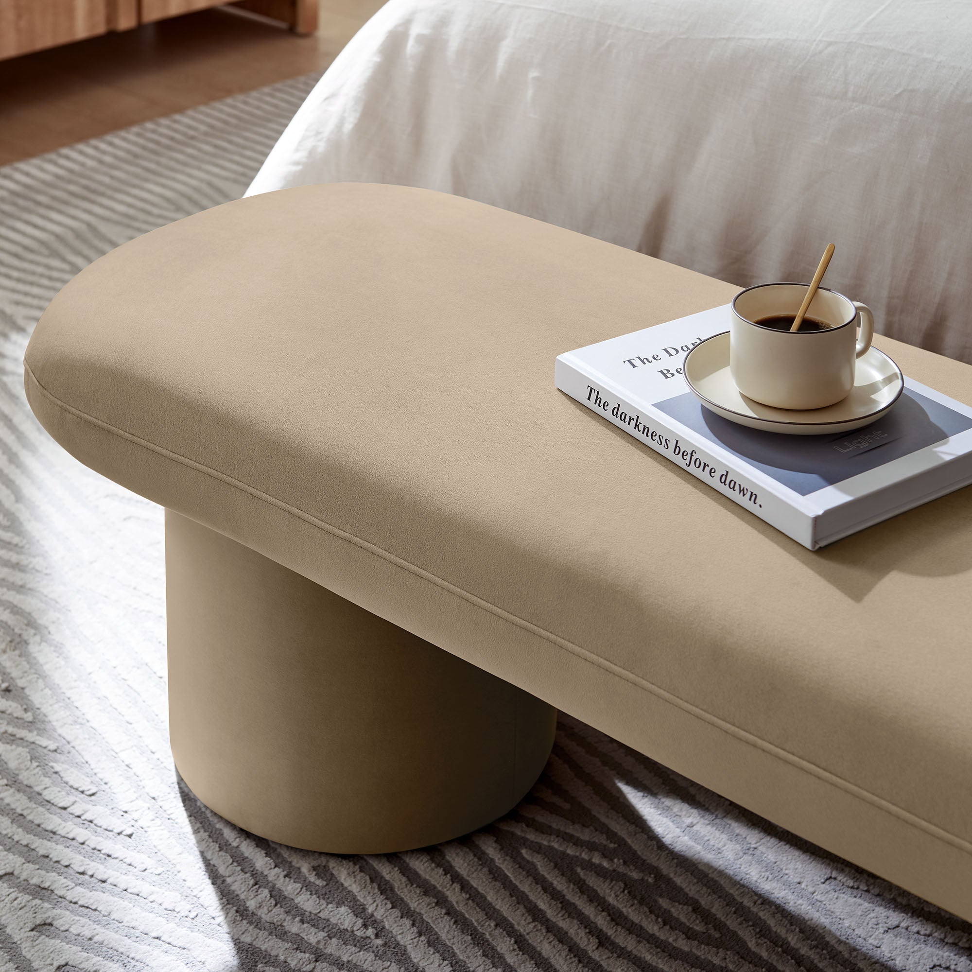 Orla Performance Velvet Bench - Taupe