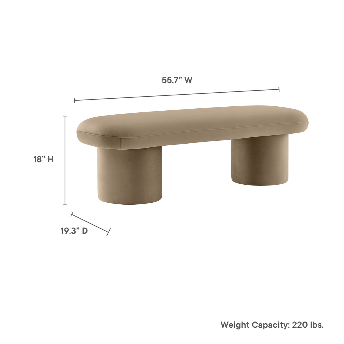 Orla Performance Velvet Bench - Taupe