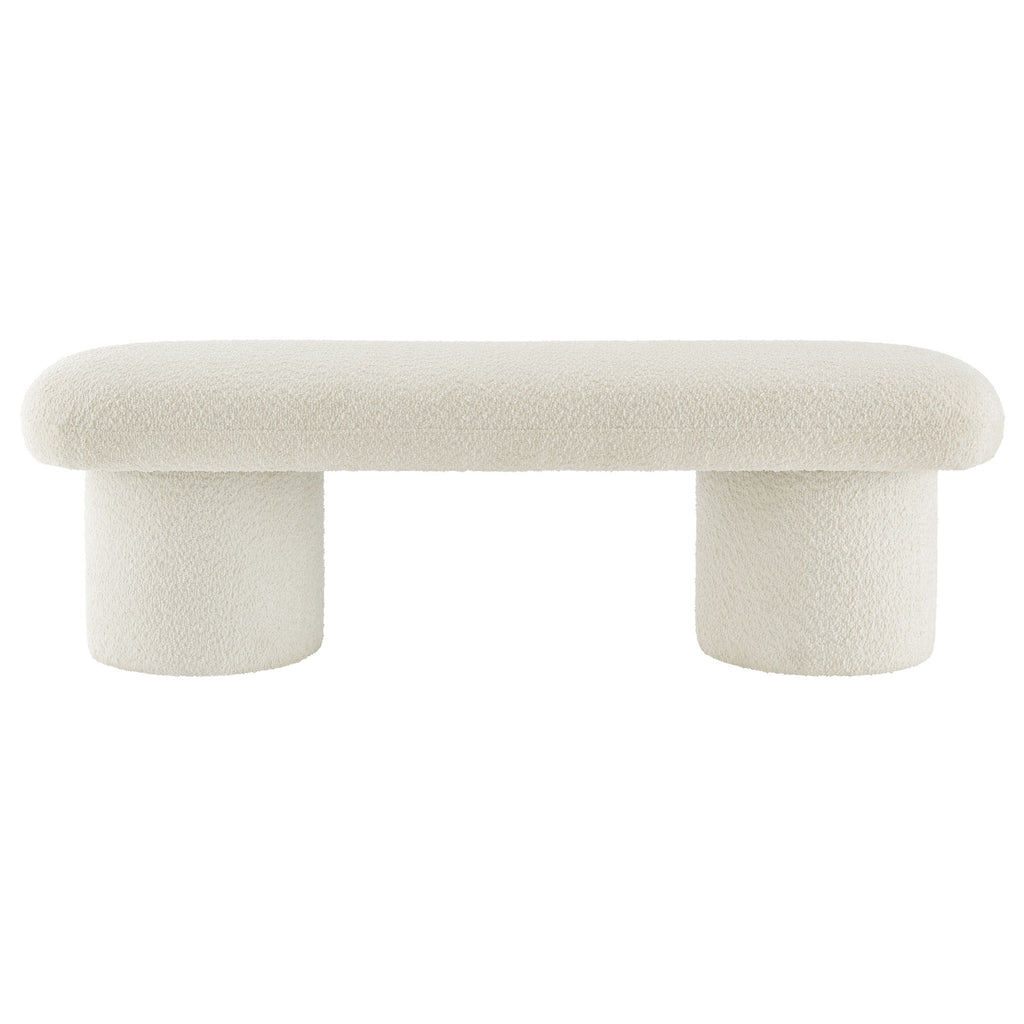 Orla Chenille Upholstered Bench - Cream