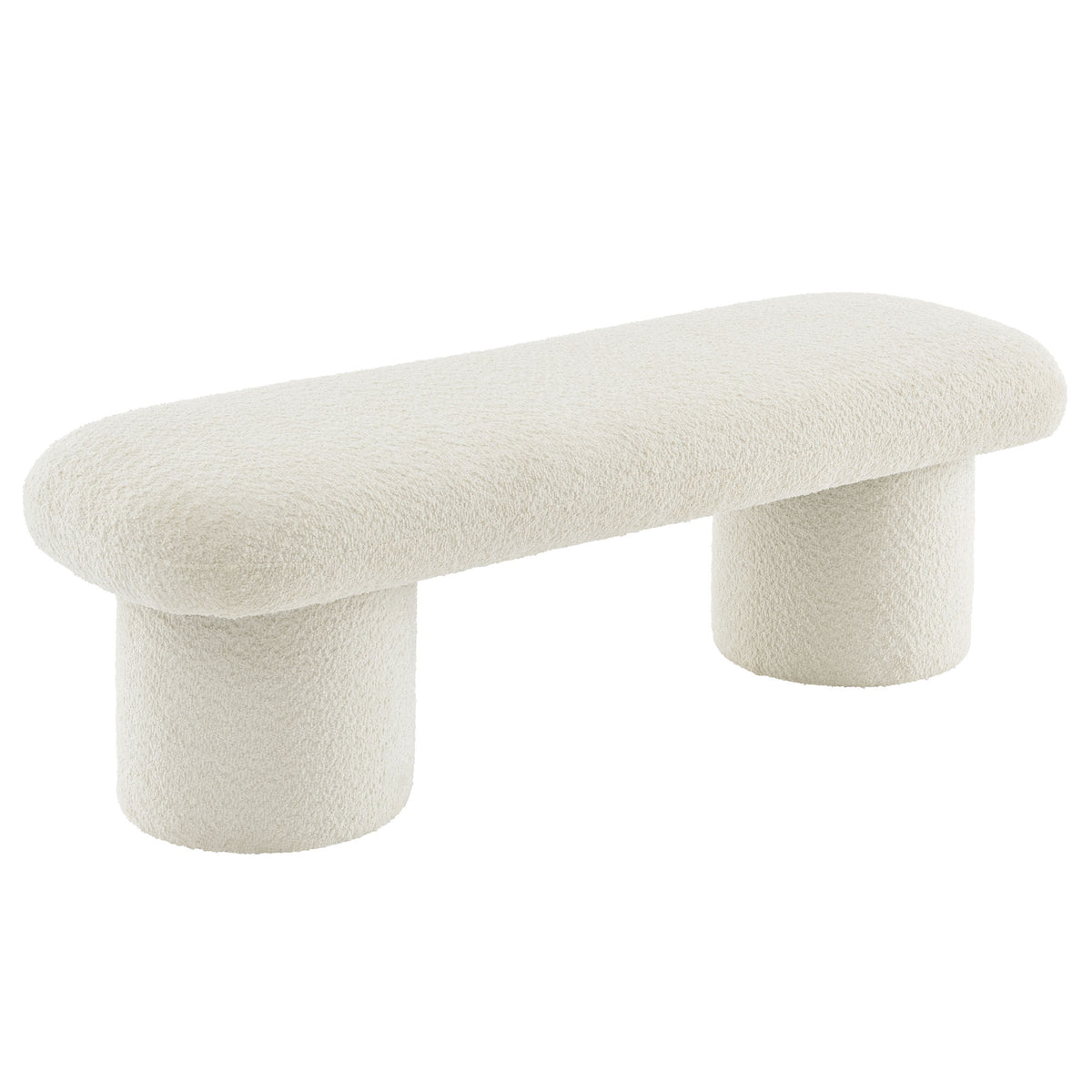 Orla Chenille Upholstered Bench - Cream