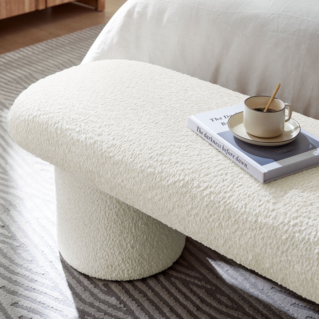 Orla Chenille Upholstered Bench - Cream