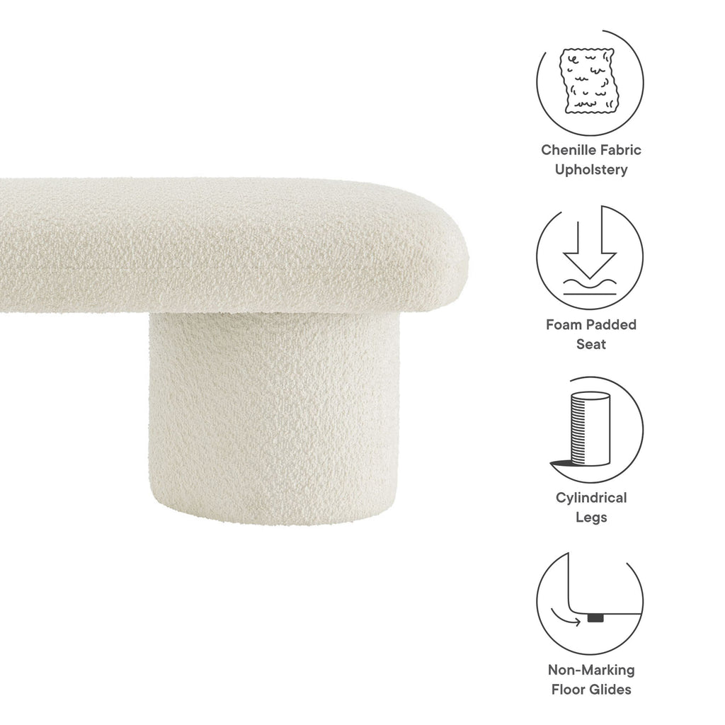 Orla Chenille Upholstered Bench - Cream