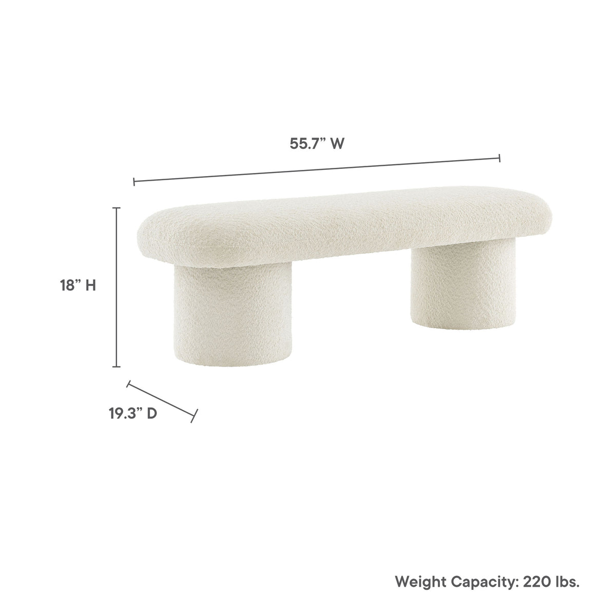 Orla Chenille Upholstered Bench - Cream