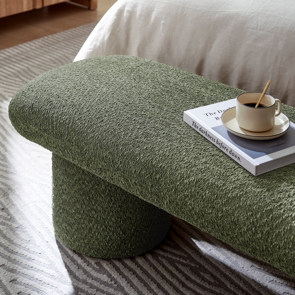 Orla Chenille Upholstered Bench - Sage