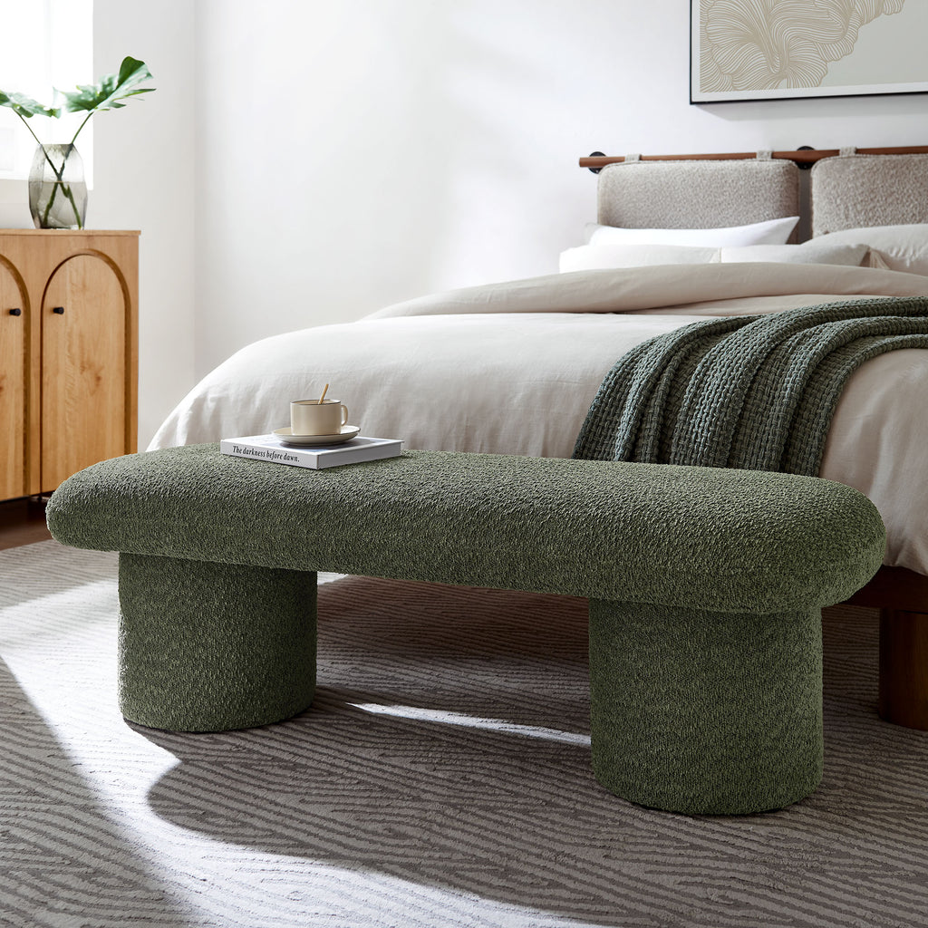 Orla Chenille Upholstered Bench - Sage