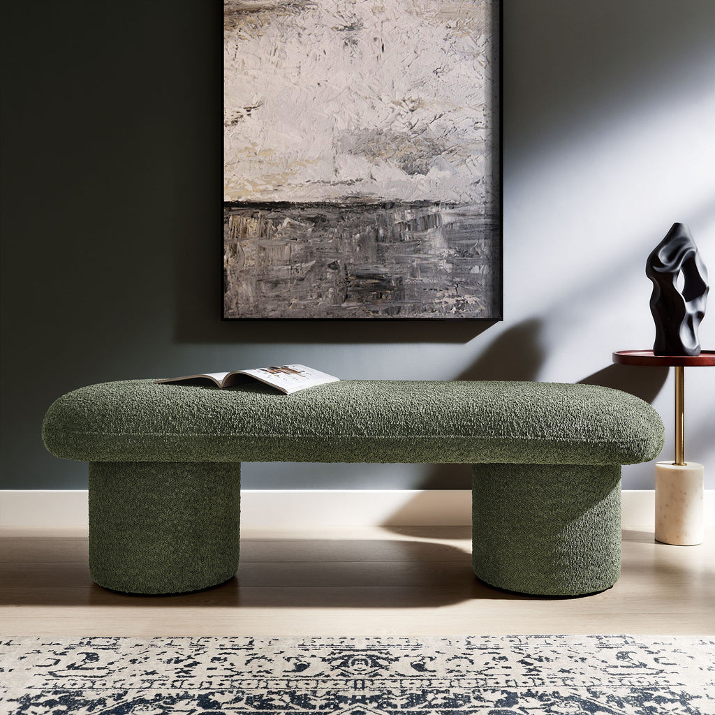 Orla Chenille Upholstered Bench - Sage