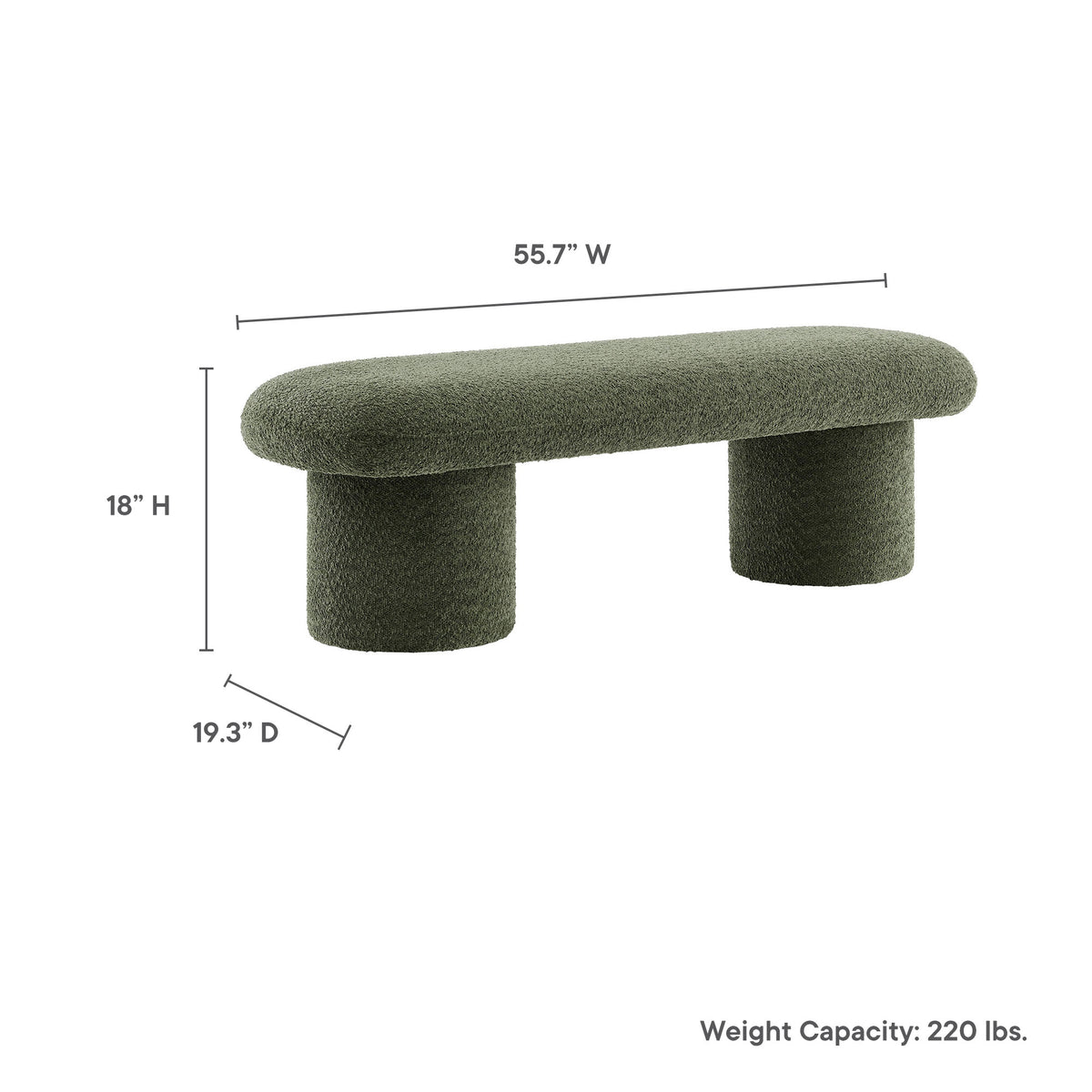 Orla Chenille Upholstered Bench - Sage