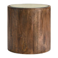 Truett Round Wood Rattan Side Table - Walnut