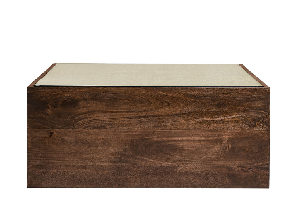 Truett Square Wood Rattan Coffee Table - Walnut