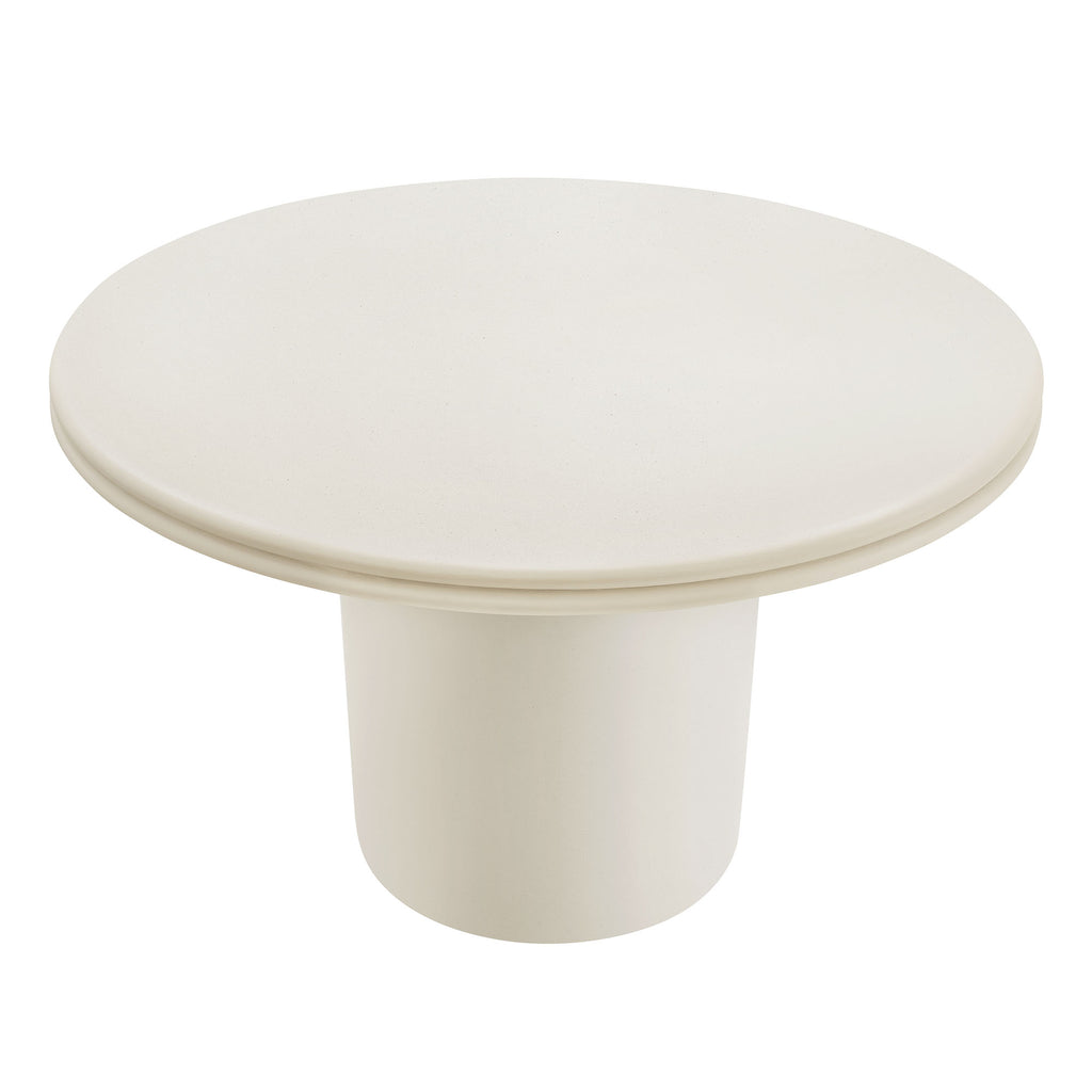 Brion 48" Indoor - Outdoor Patio Concrete Round Dining Table - White