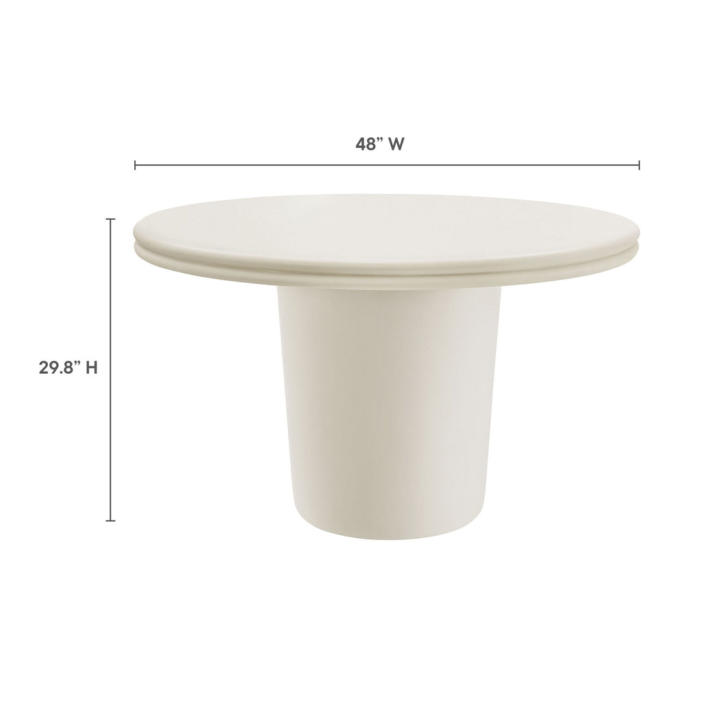 Brion 48" Indoor - Outdoor Patio Concrete Round Dining Table - White