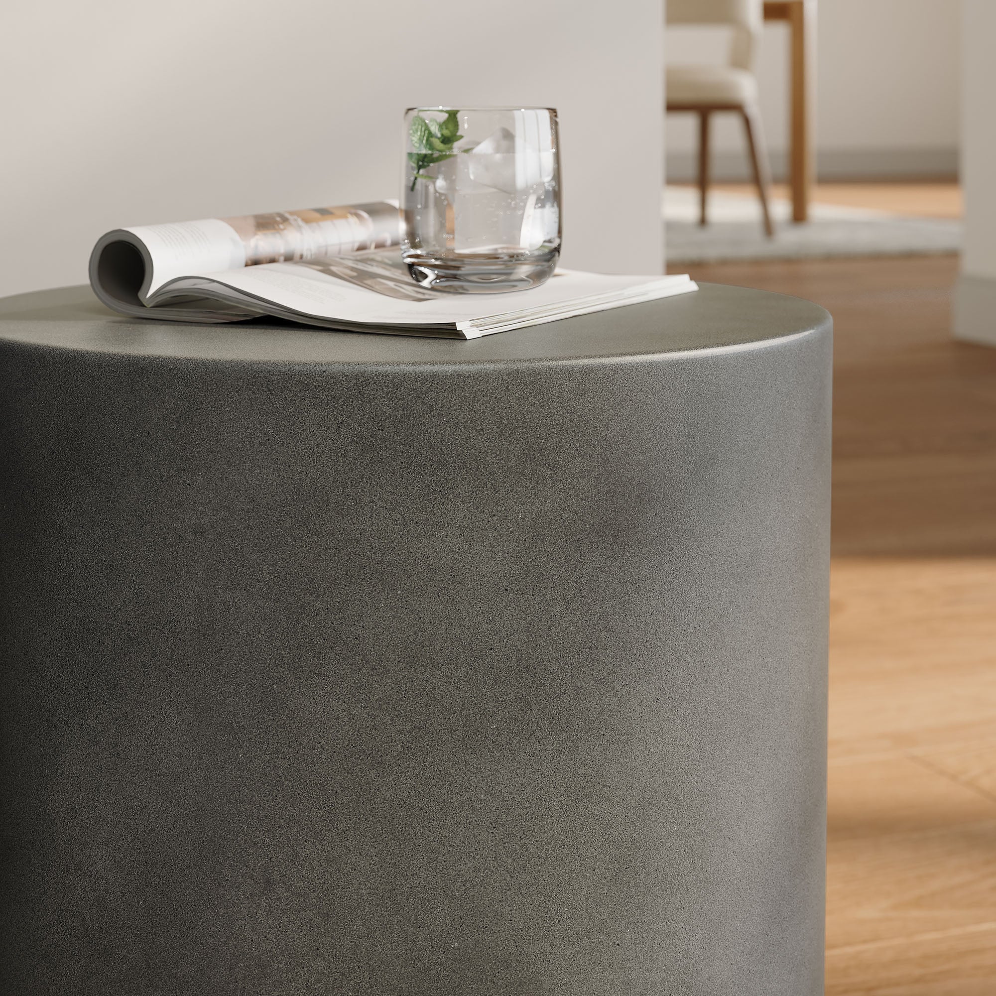 Brion Indoor - Outdoor Patio Concrete Stool - Gray