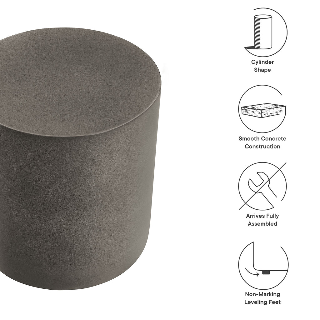 Brion Indoor - Outdoor Patio Concrete Stool - Gray