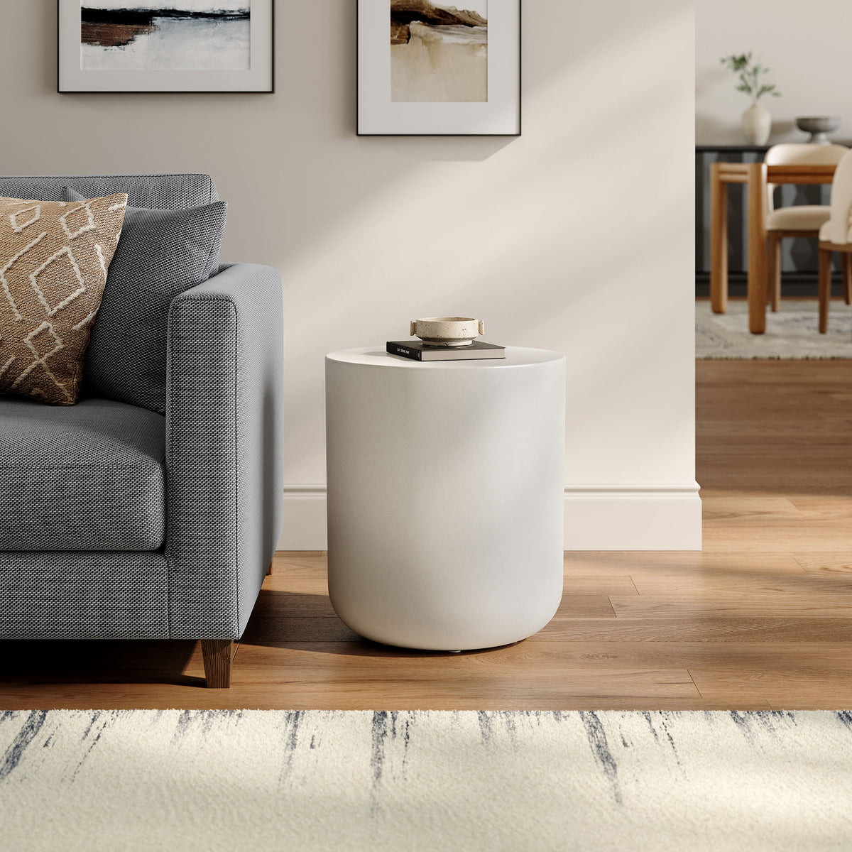 Brion Indoor - Outdoor Patio Concrete Stool - White