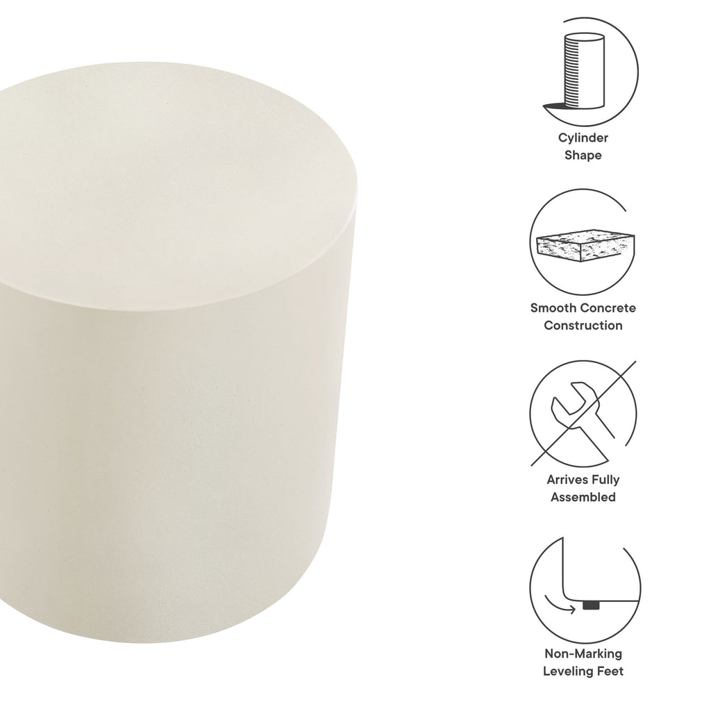 Brion Indoor - Outdoor Patio Concrete Stool - White