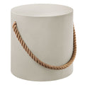 Isera Indoor - Outdoor Patio Rope Concrete Side Table Stool - Light Gray