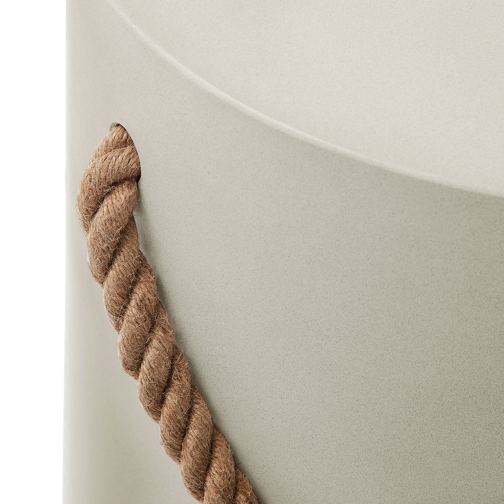 Isera Indoor - Outdoor Patio Rope Concrete Side Table Stool - Light Gray