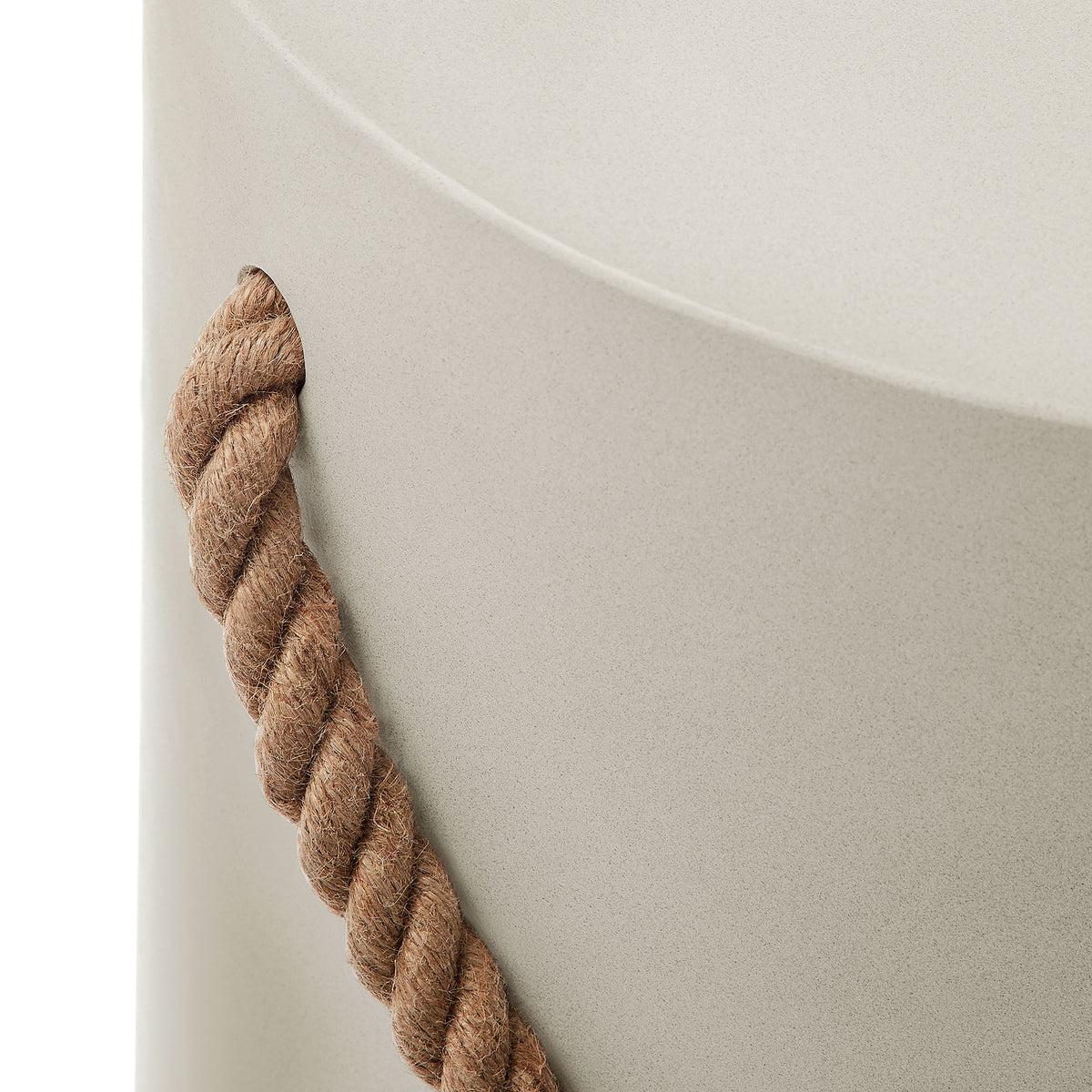 Isera Indoor - Outdoor Patio Rope Concrete Side Table Stool - Light Gray