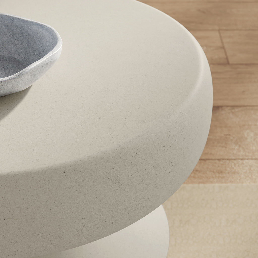 Terza Indoor - Outdoor Patio Concrete Side Table - Light Gray