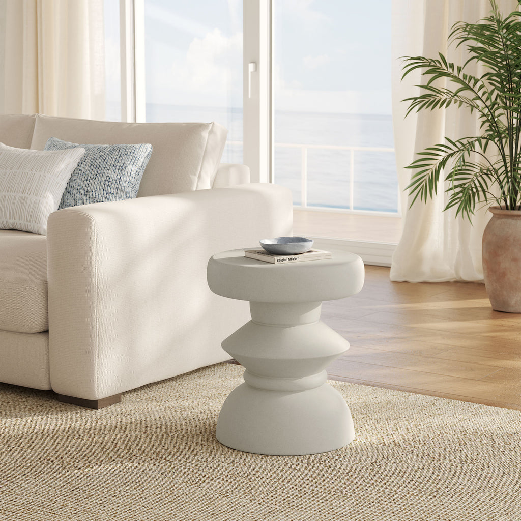 Terza Indoor - Outdoor Patio Concrete Side Table - Light Gray