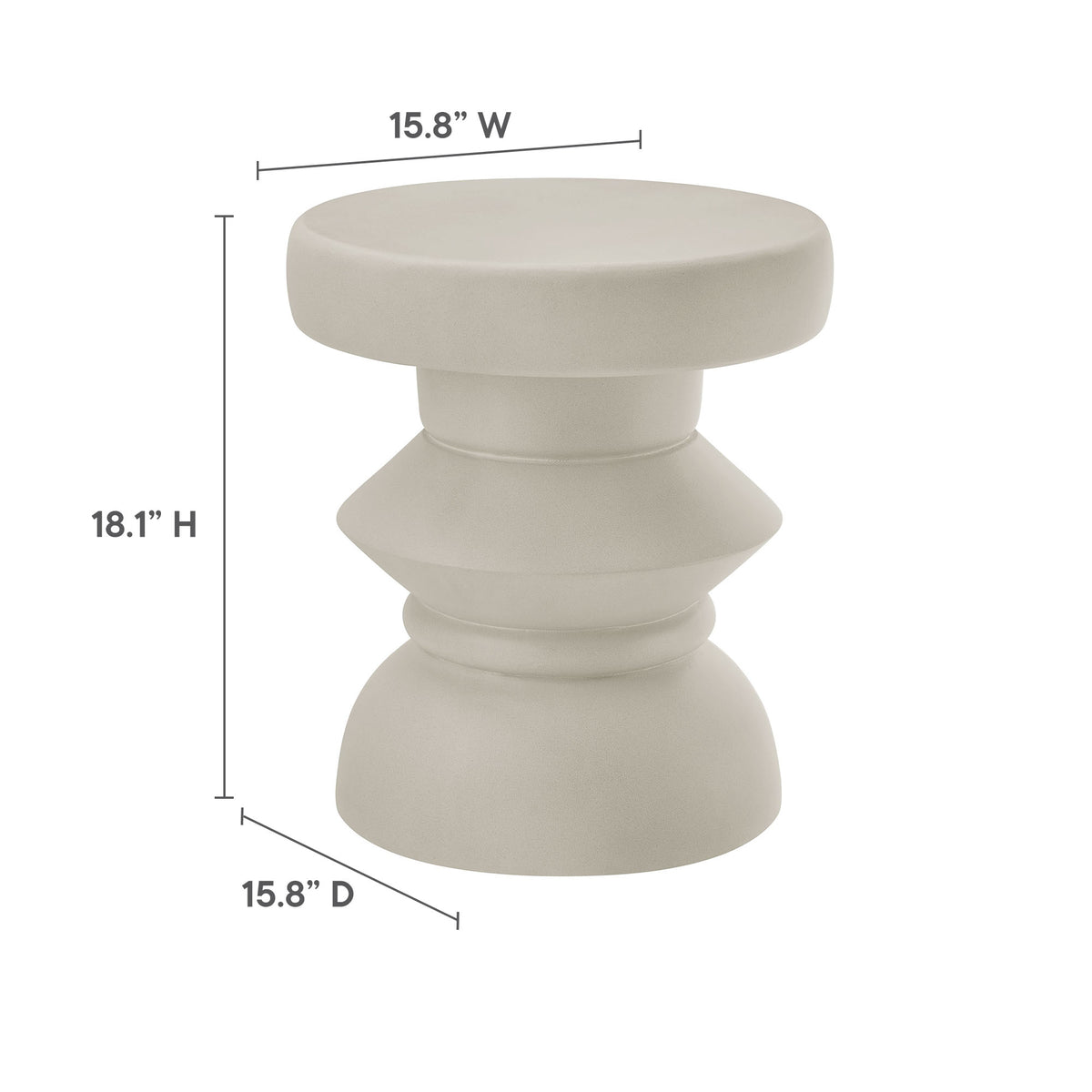 Terza Indoor - Outdoor Patio Concrete Side Table - Light Gray