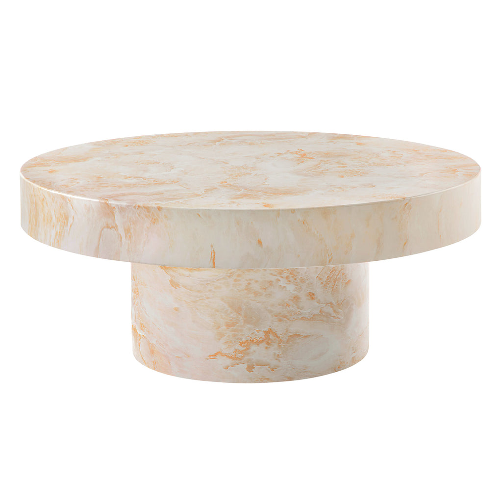 Alora Indoor - Outdoor Patio Concrete Round Coffee Table - Honey Onyx