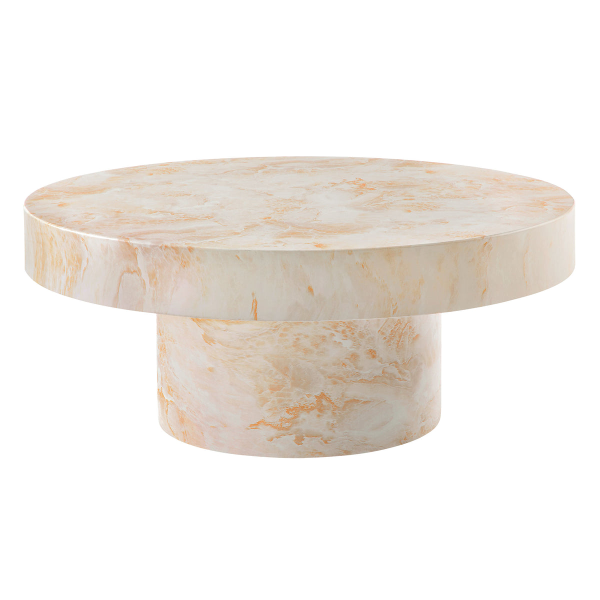Alora Indoor - Outdoor Patio Concrete Round Coffee Table - Honey Onyx