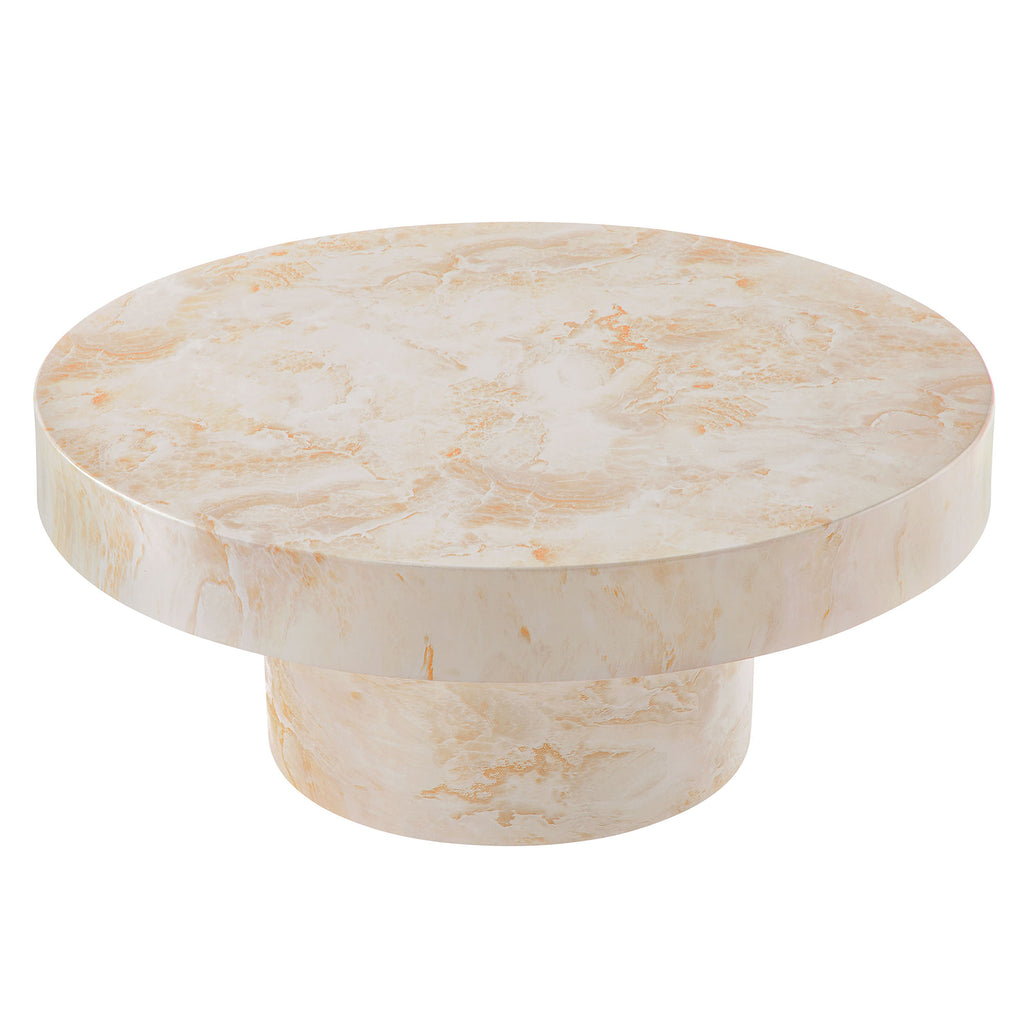 Alora Indoor - Outdoor Patio Concrete Round Coffee Table - Honey Onyx