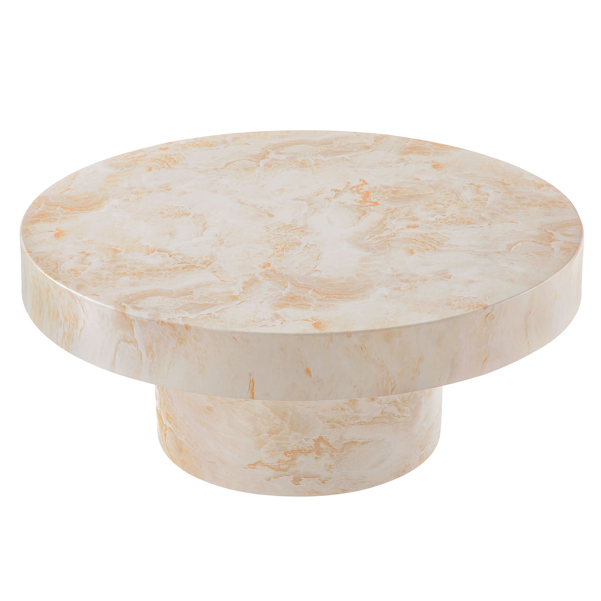 Alora Indoor - Outdoor Patio Concrete Round Coffee Table - Honey Onyx
