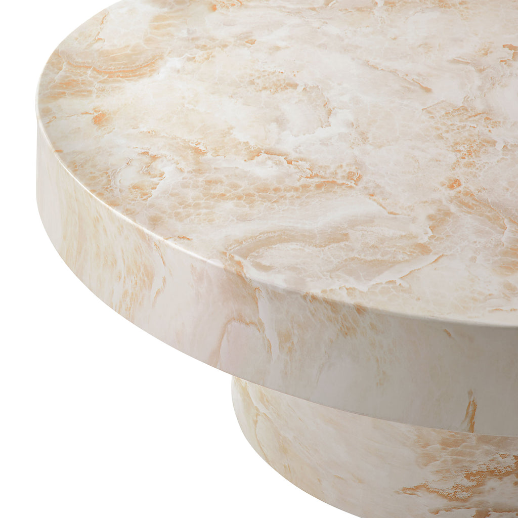 Alora Indoor - Outdoor Patio Concrete Round Coffee Table - Honey Onyx