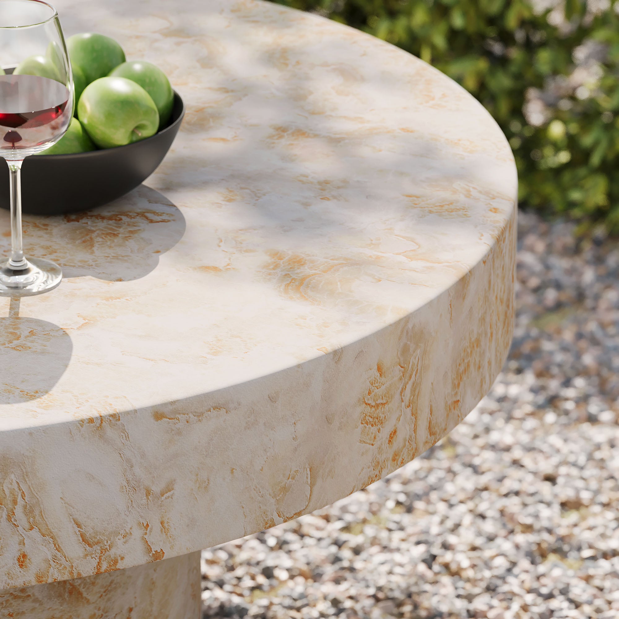 Alora Indoor - Outdoor Patio Concrete Round Coffee Table - Honey Onyx