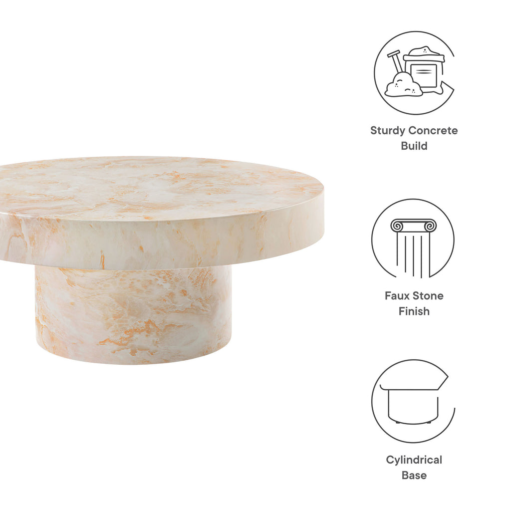 Alora Indoor - Outdoor Patio Concrete Round Coffee Table - Honey Onyx
