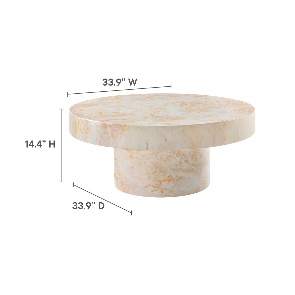 Alora Indoor - Outdoor Patio Concrete Round Coffee Table - Honey Onyx