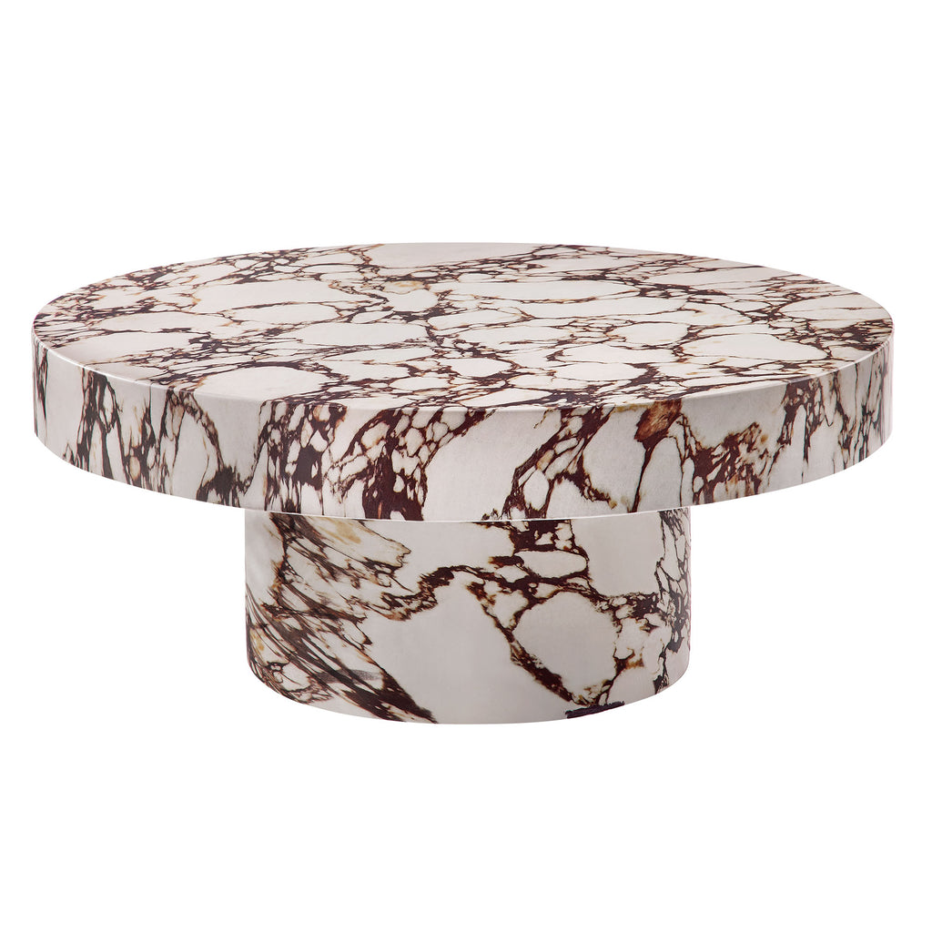 Alora Indoor - Outdoor Patio Concrete Round Coffee Table - Red Marble