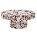 Alora Indoor - Outdoor Patio Concrete Round Coffee Table - Red Marble