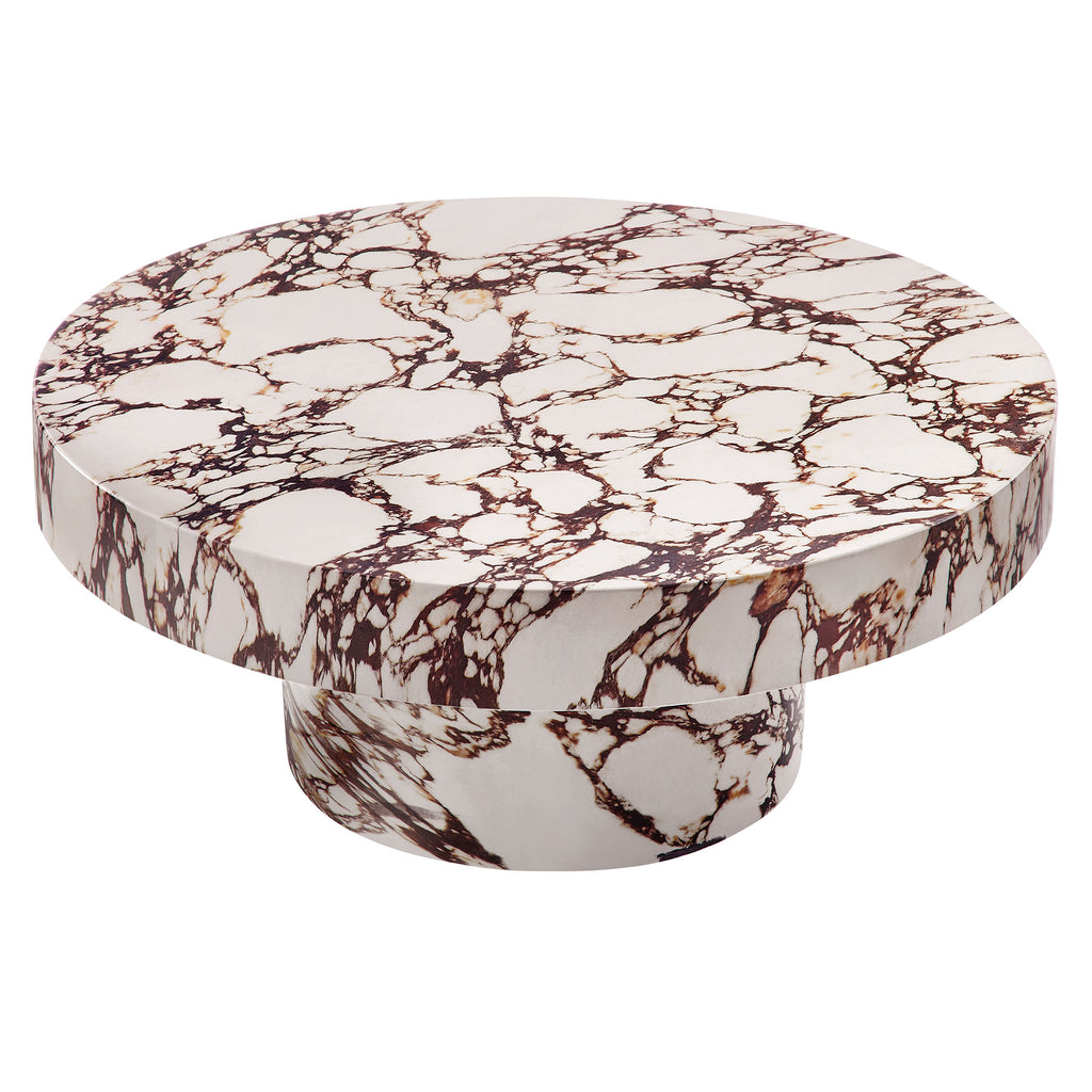 Alora Indoor - Outdoor Patio Concrete Round Coffee Table - Red Marble