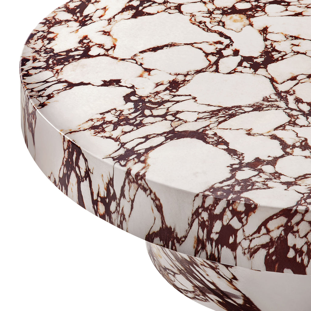 Alora Indoor - Outdoor Patio Concrete Round Coffee Table - Red Marble