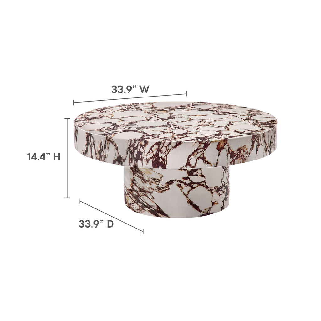 Alora Indoor - Outdoor Patio Concrete Round Coffee Table - Red Marble
