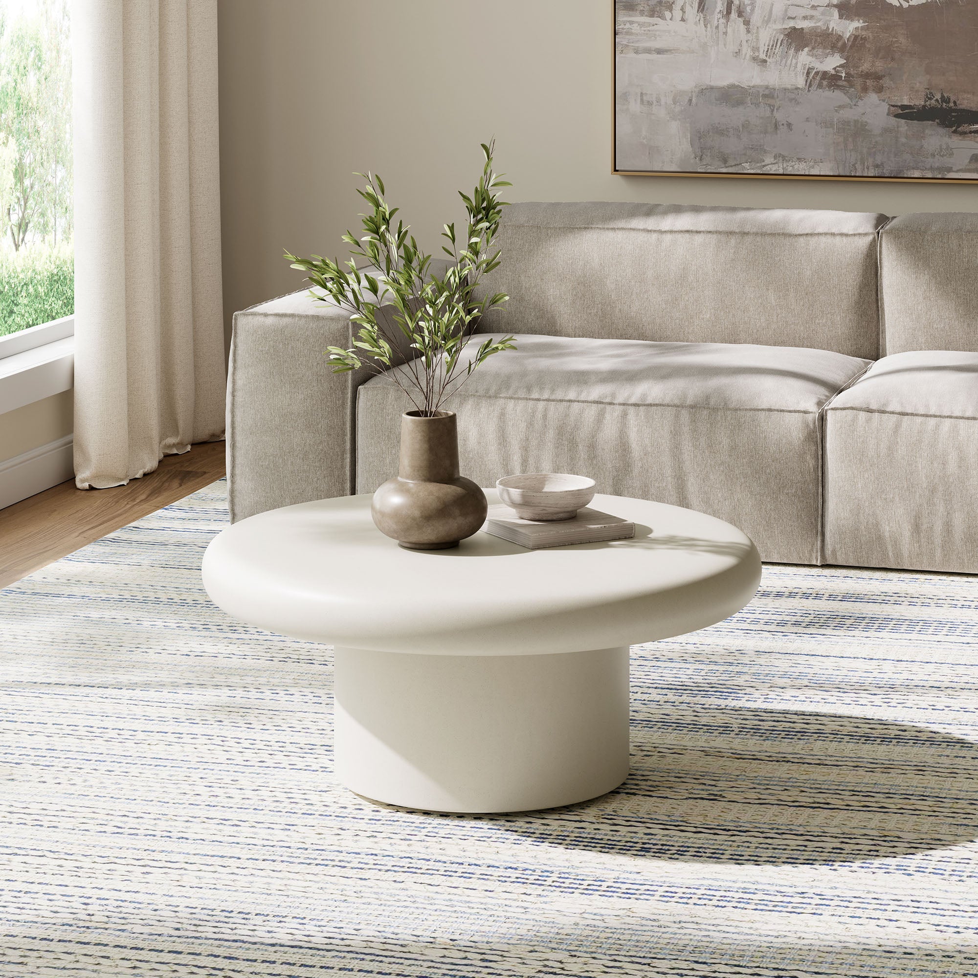 Argos Indoor - Outdoor Patio Concrete Round Coffee Table - White
