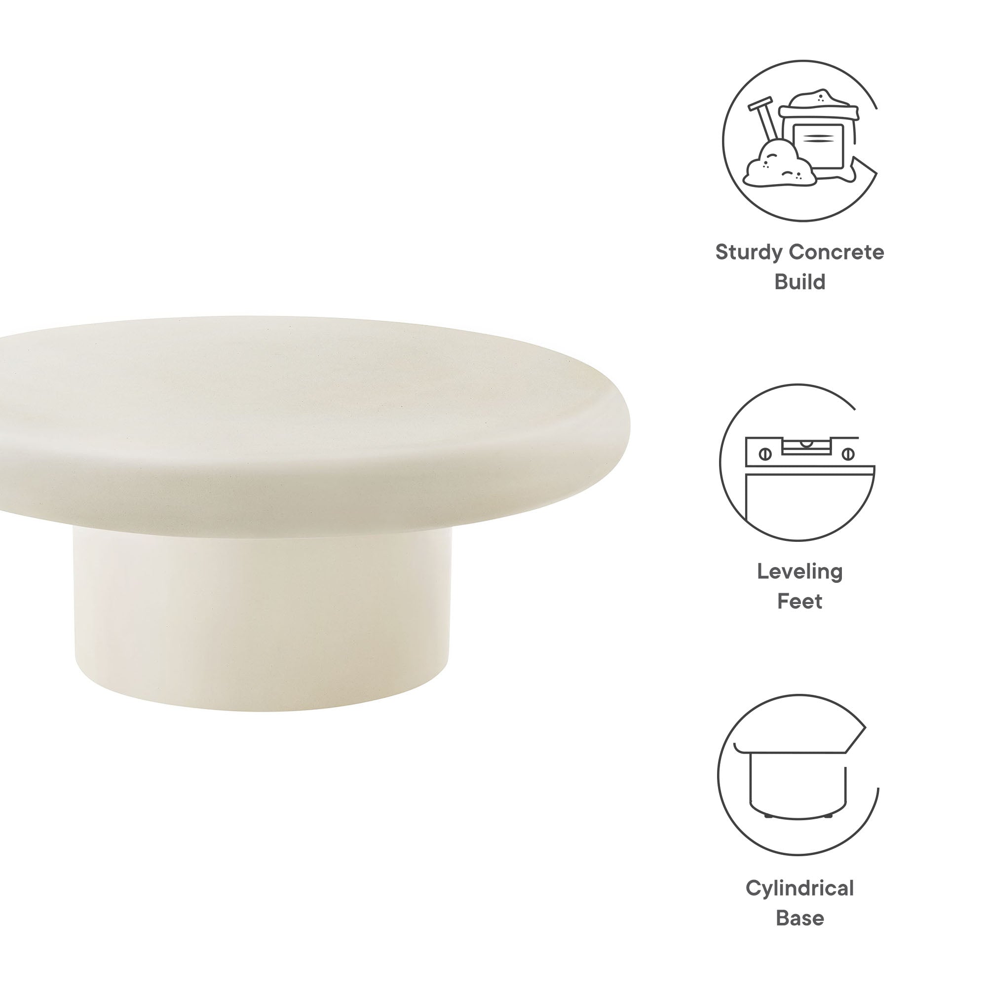 Argos Indoor - Outdoor Patio Concrete Round Coffee Table - White