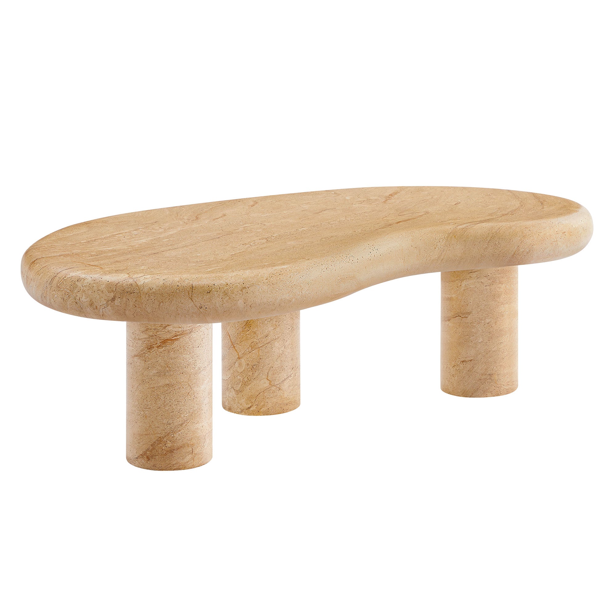 Elowen Indoor - Outdoor Patio Textured Faux Travertine Coffee Table