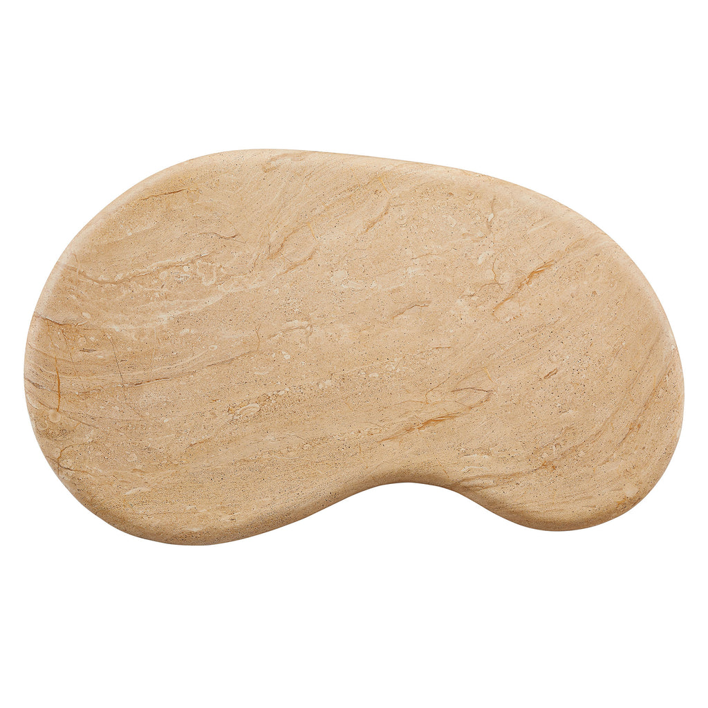 Elowen Indoor - Outdoor Patio Textured Faux Travertine Coffee Table