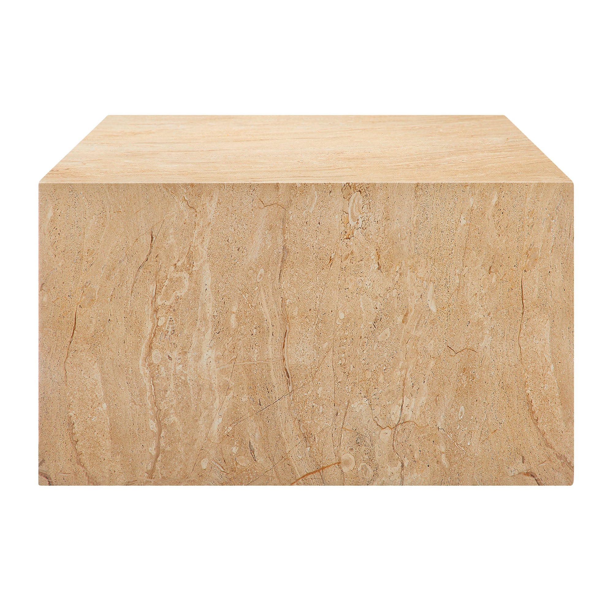 Jordana Square Plinth Indoor - Outdoor Patio Concrete Coffee Table - Travertine