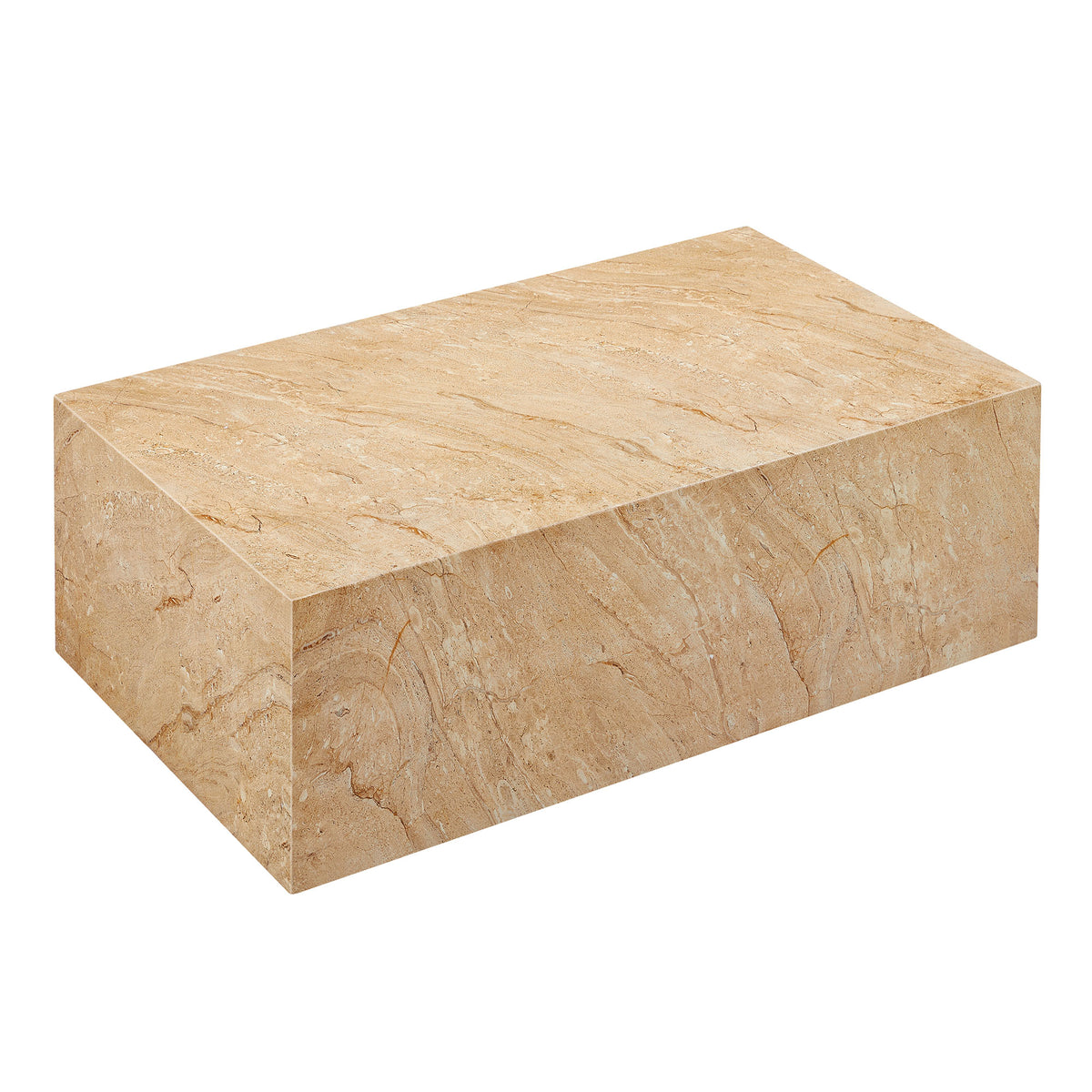 Jordana Square Plinth Indoor - Outdoor Patio Concrete Coffee Table - Travertine