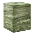 Jordana Square Plinth Indoor - Outdoor Patio Concrete Side Table - Green Marble