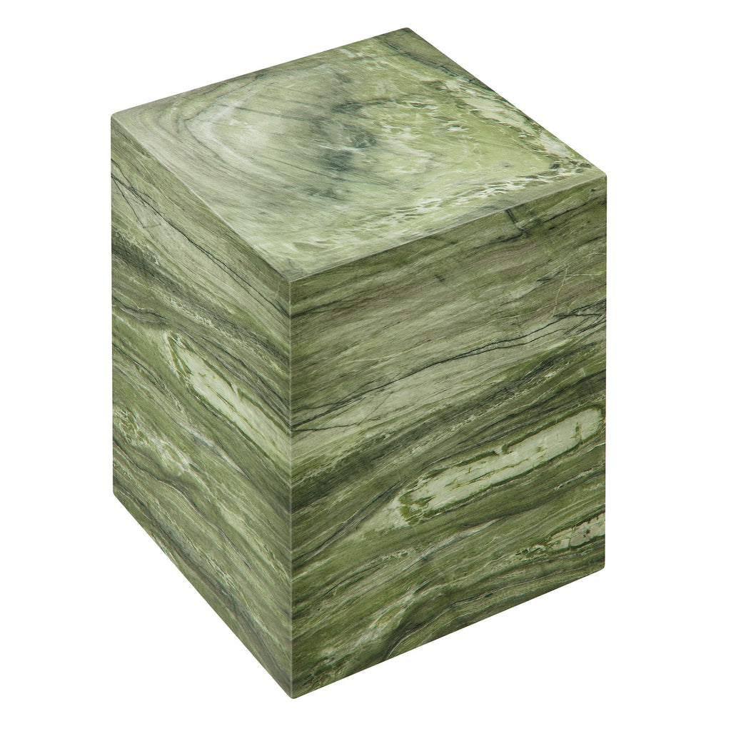 Jordana Square Plinth Indoor - Outdoor Patio Concrete Side Table - Green Marble