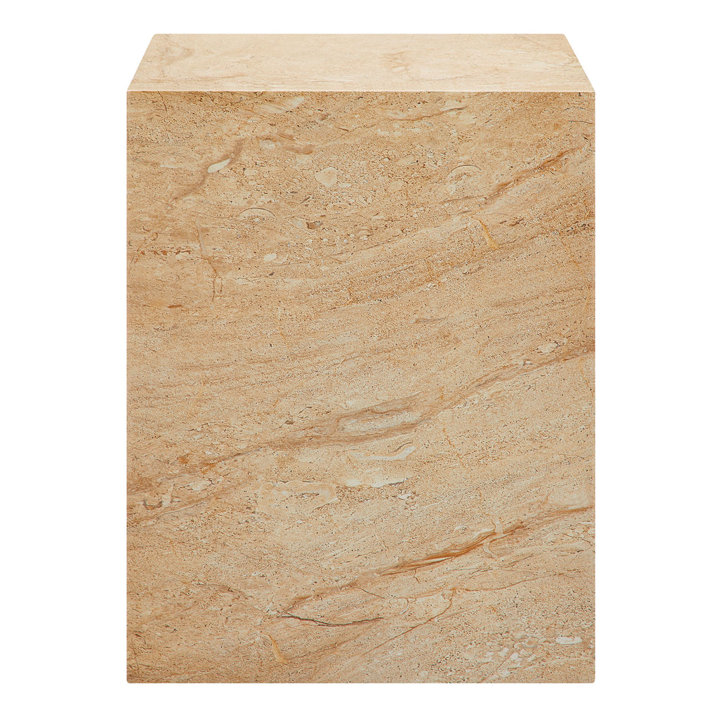 Jordana Square Plinth Indoor - Outdoor Patio Concrete Side Table - Travertine