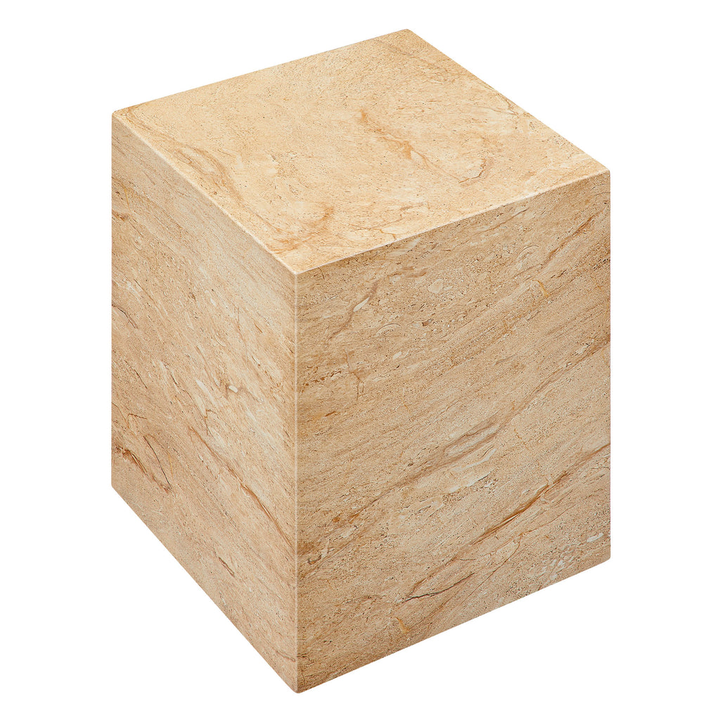 Jordana Square Plinth Indoor - Outdoor Patio Concrete Side Table - Travertine