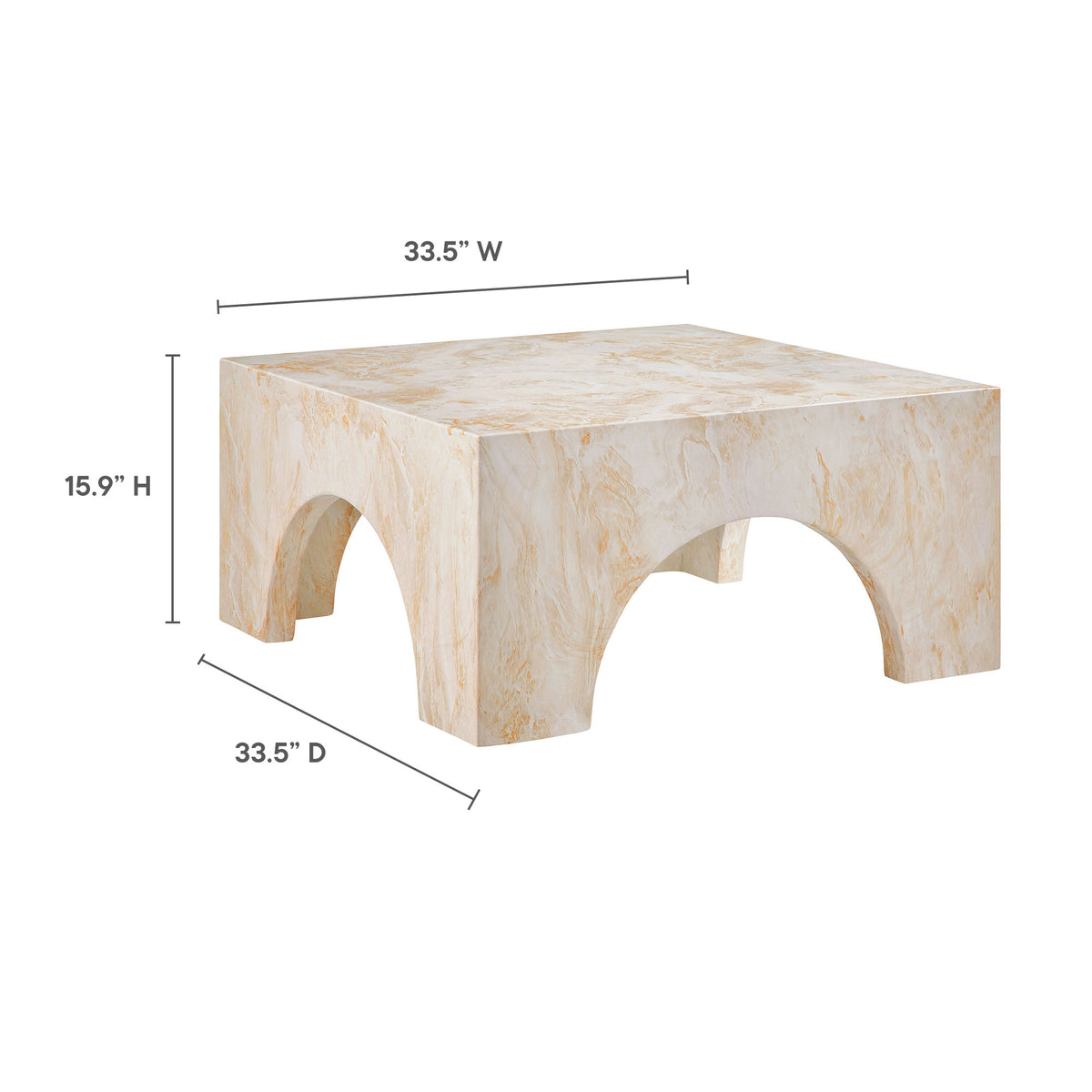 Valen Indoor - Outdoor Patio Arched Concrete Coffee Table - Honey Onyx